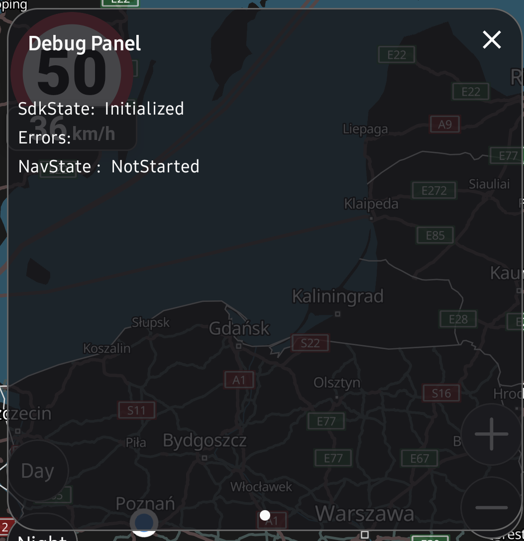 Embedded map debug panel