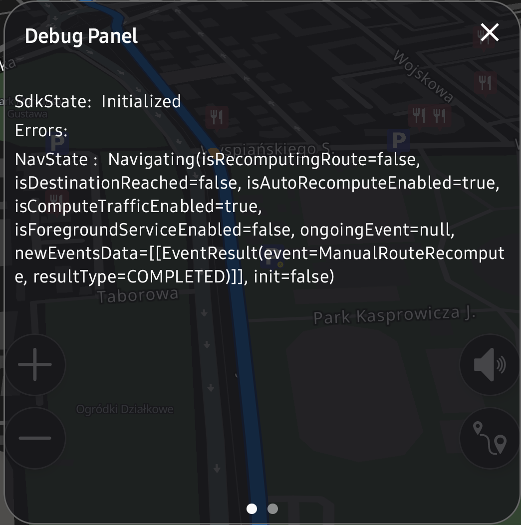 Nav Debug panel