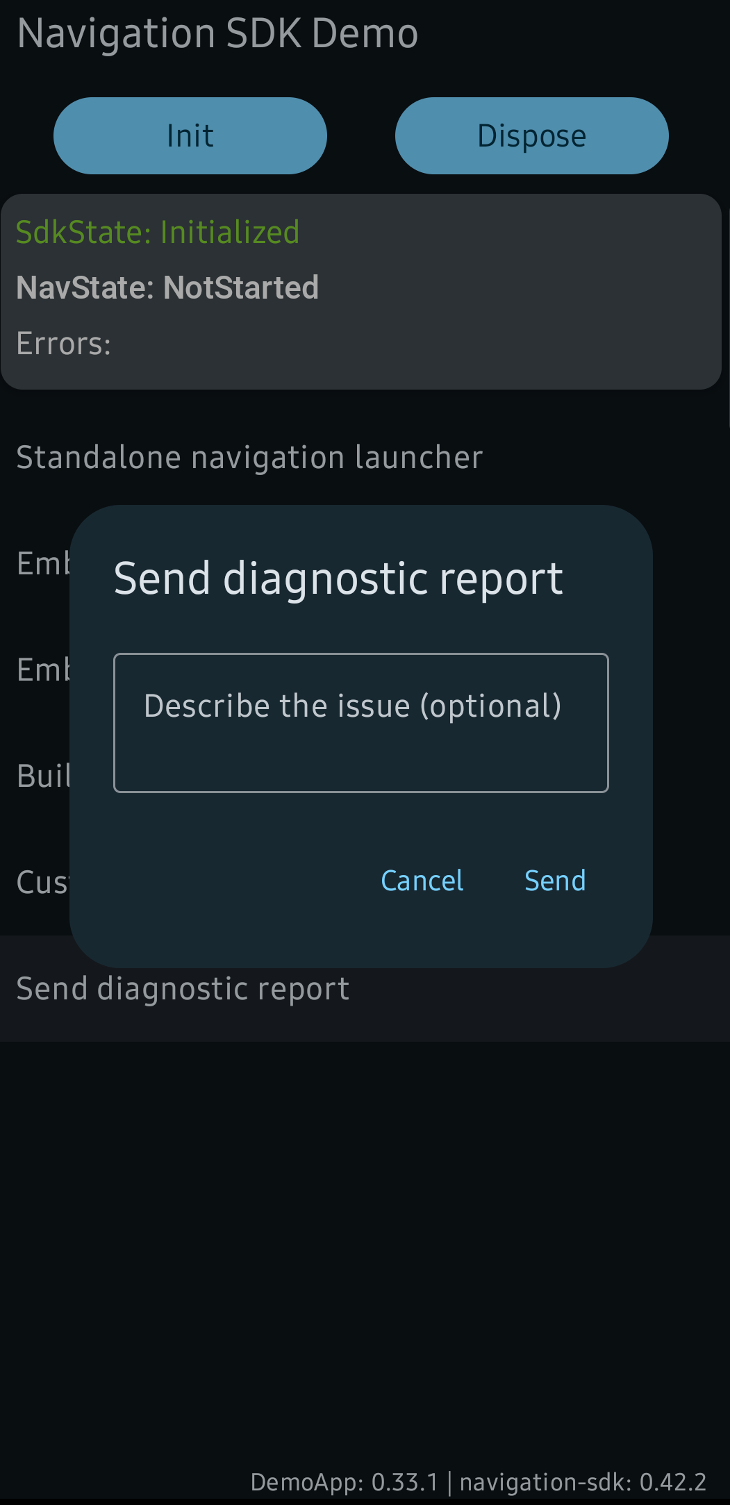 Send diagnostic report